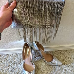 Miss KG Pumps with ASOS Chainmail Fringe Clutch Bag